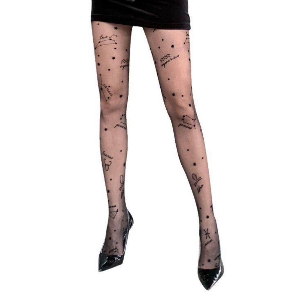 NEW! Sexy Zodiac Signs Tattoo Sheer Chic Tights Stockings
